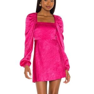 Lovers + Friends Azusa mini dress in berry pink satin crinkle fabric size small